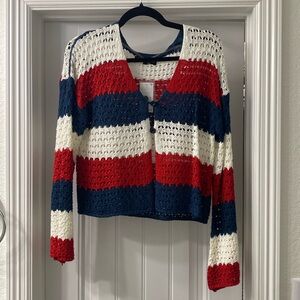 Red, White, and Blue Striped Cardigan NWT